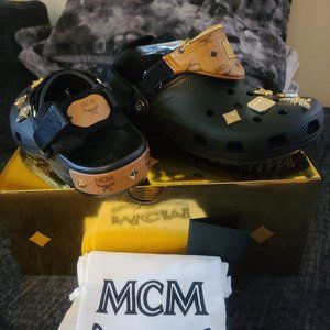 MCM x Crocs Classic Clog Belt Bag Bracelet 24kt Plated Jibbitz Womens 9 Men's 7